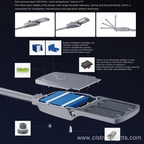 Outdoor Waterproof Solar Street Light with Integrated Solar Panel